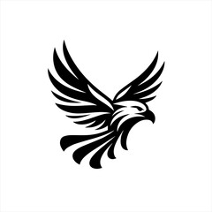 Fototapeta premium Stylized black eagle logo design with wings spread