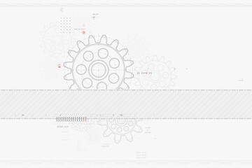 Abstract mechanic parts of car engine or watch. Gear blueprint technical background. Cogs and wheels in gray color. Blueprint of working clock. Tech drawing of gears connection. Vector illustration.