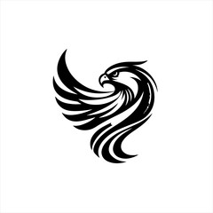 Obraz premium Stylized black eagle or hawk emblem with spread wings