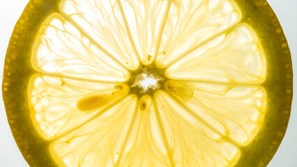 Translucent Lemon Slice A Backlit Citrus Symphony of Pulp and Juice