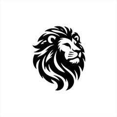 Obraz premium Stylized black lion head profile silhouette logo