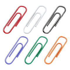 Colorful Paperclip Set PNG &ndash; 3D Stationery Icons, Office and School Supplies, Transparent Background