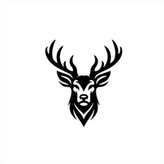 Stylized black deer head silhouette with antlers