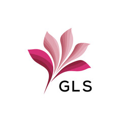 GLS Modern Pink Floral Logo Design on White Background, GLS Later Logo, Abstract Pink Flower Petals Logo with Typography
