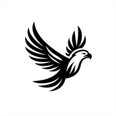 Obraz premium Stylized black eagle in flight silhouette