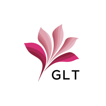 GLT Modern Pink Floral Logo Design on White Background, GLT Later Logo, Abstract Pink Flower Petals Logo with Typography
