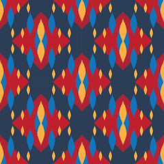 embroidery retro vintage ikat ethnic aztec tribal ancient pattern seamless background for carpet or curtain, fashion fabric and textile, 2d illustration