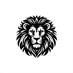 Obraz premium Stylized black and white lion head emblem