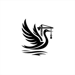 Obraz premium Creative swan crane logo design