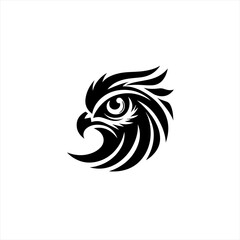 Stylized black eagle head emblem on white background