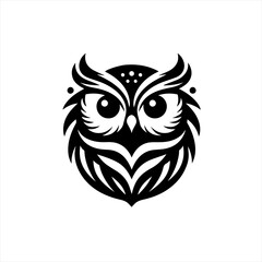 Obraz premium Stylized black and white owl logo design