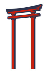 Japanese torii gate sticker with white border