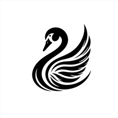 Fototapeta premium Elegant black swan silhouette with stylized wings