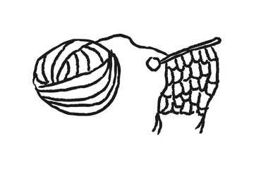 Knitting a scarf doodle sticker design element