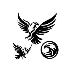 Obraz premium Tribal eagle designs set black and white