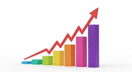 Rising Bar Graph Illustrating Business Growth and Financial Performance with an Upward Trend Representing Success and Positive Economic Development Over Time