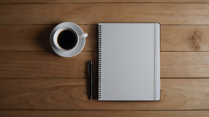 notebook and pen on wooden table