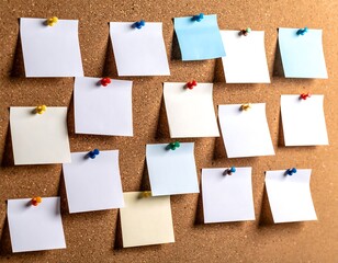 Cork board with colorful sticky notes