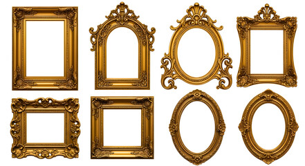 Set of ornate gold picture frames
