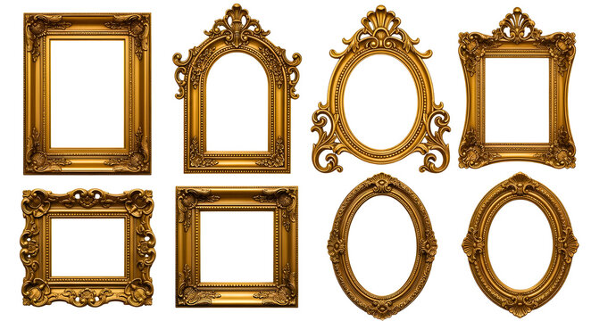 Set of ornate gold picture frames
