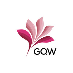 Obraz premium GQW Modern Floral Abstract Logo Design, GQW Later Logo, Minimalist Nature Inspired Logo 
