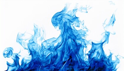 blue flame fire isolated on white background