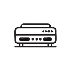 A line drawing of a home media player console.