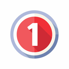 Number one inside a colorful circle with long shadow, flat design vector illustration