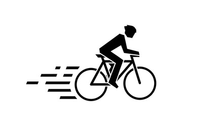 Obraz premium Fast-Paced Cyclist Silhouette with Motion Lines for Sports and Fitness Campaigns