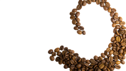 Coffee beans arranged in swirl isolated on white background isolated on a transparent background