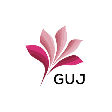 GUJ Modern Floral Abstract Logo Design, GUJ Later Logo, Minimalist Nature Inspired Logo
