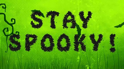 Halloween Title Card: 'Stay Spooky!' with Green Background and Vines