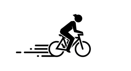 Obraz premium Fast-Paced Cyclist Silhouette with Motion Lines for Sports and Fitness Campaigns