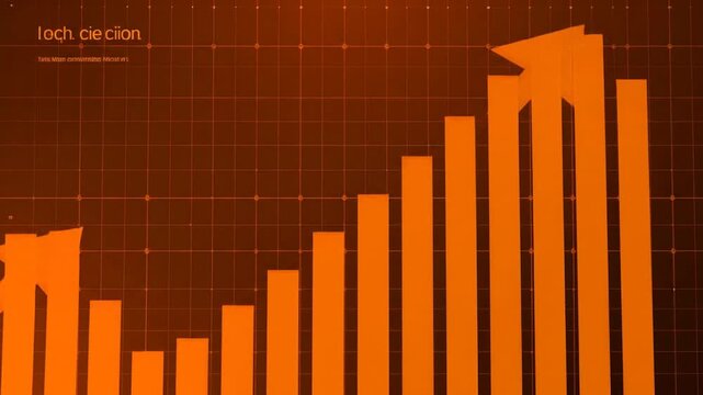 Animated Financial Chart with Fluctuating Data and Ascending Arrow Symbolizing Growth and Decline