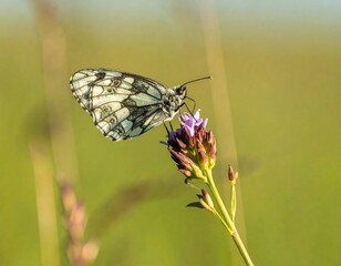 Fototapeta premium White butterfly on purple flower