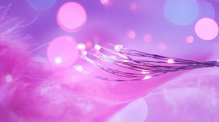 Obraz premium Delicate string lights with soft pink bokeh.