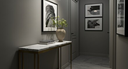 Hallway with Console Table and Artwork