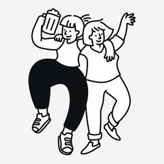 Doodle women party illustration vector