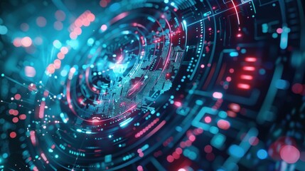 Futuristic data icon with light effects