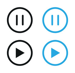 Play and Pause Button Icons – Black and Blue Media Controls