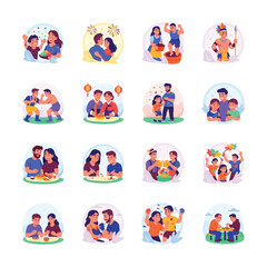 This vibrant collection showcases various cultural activities and family hobbies.