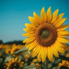 Fototapeta premium Vibrant Sunflower Against a Clear Summer Sky