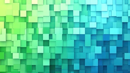 Fototapeta premium Abstract gradient background with 3d squares in shades of green and blue