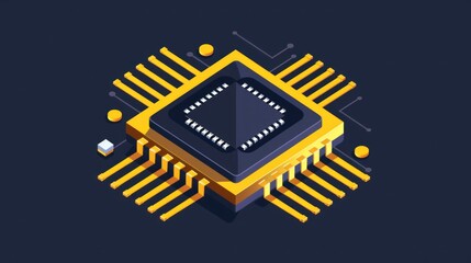 Flat computer chip icon