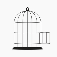 Bird cage collage element vector