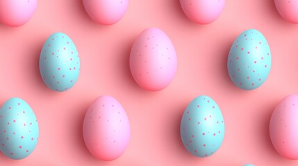 Fototapeta premium Pastel Easter Eggs Pattern on Soft Pink Background for Springtime Celebration