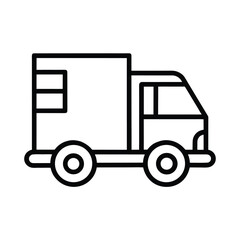 Black outline cargo truck icon on white background