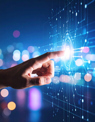 Hand interacting with digital interface