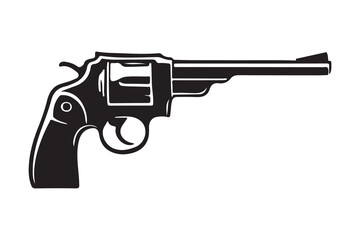 Revolvers art silhouette vector on white background