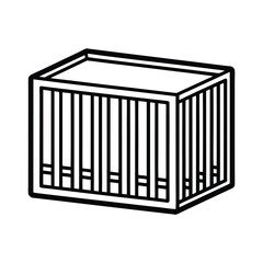 Black outline cargo container icon on white background